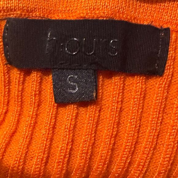 h:ours Victoria Strapless Ribbed Knit Bodycon Tube Mini Dress Orange Coquette, S - Picture 3 of 5